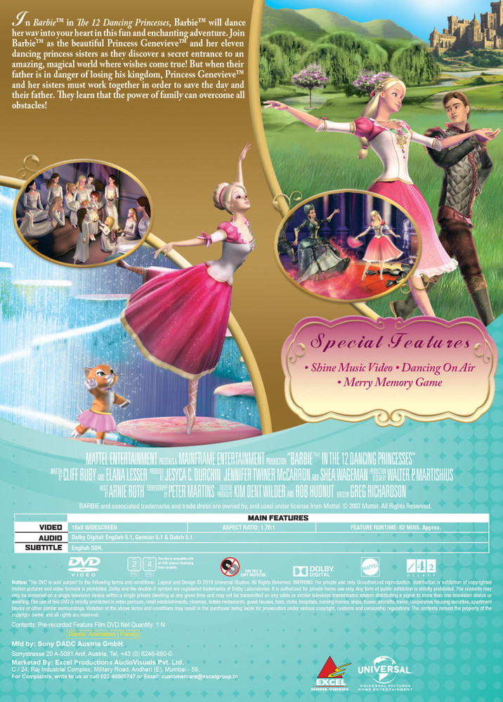 Barbie 12 dancing shop princesses dvd