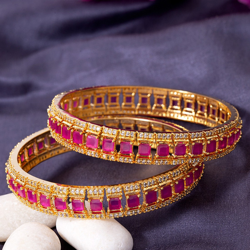 Voylla Brass Ruby Gold plated Bangle Price in India Buy Voylla Brass Ruby Gold plated Bangle Online at Best Prices in India Flipkart