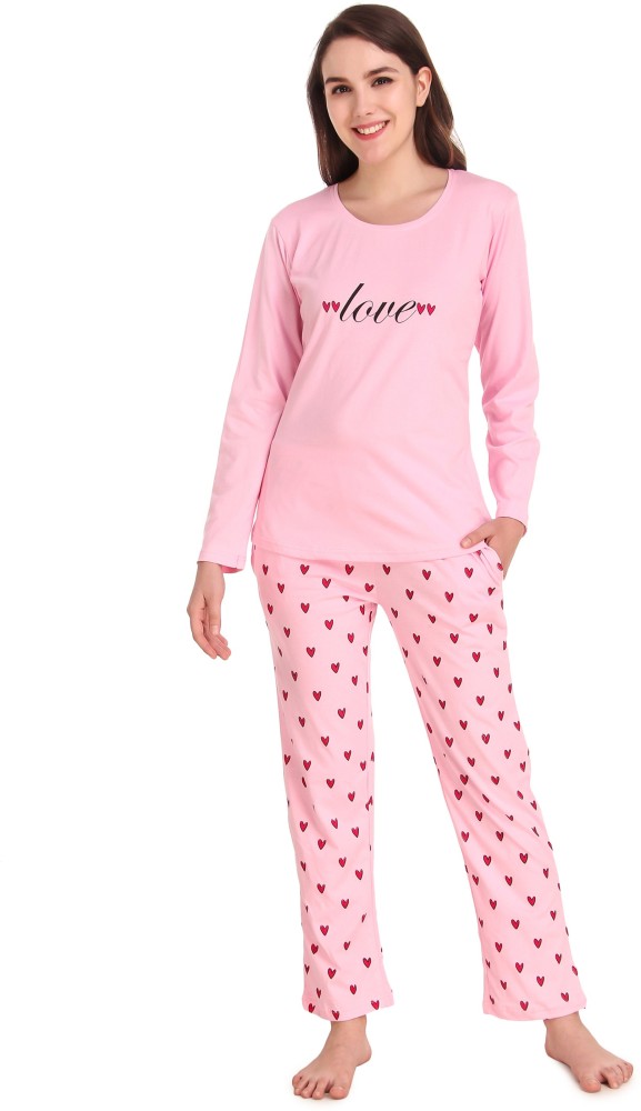 Masha Women Printed Pink Night Suit Set Price in India Buy Masha