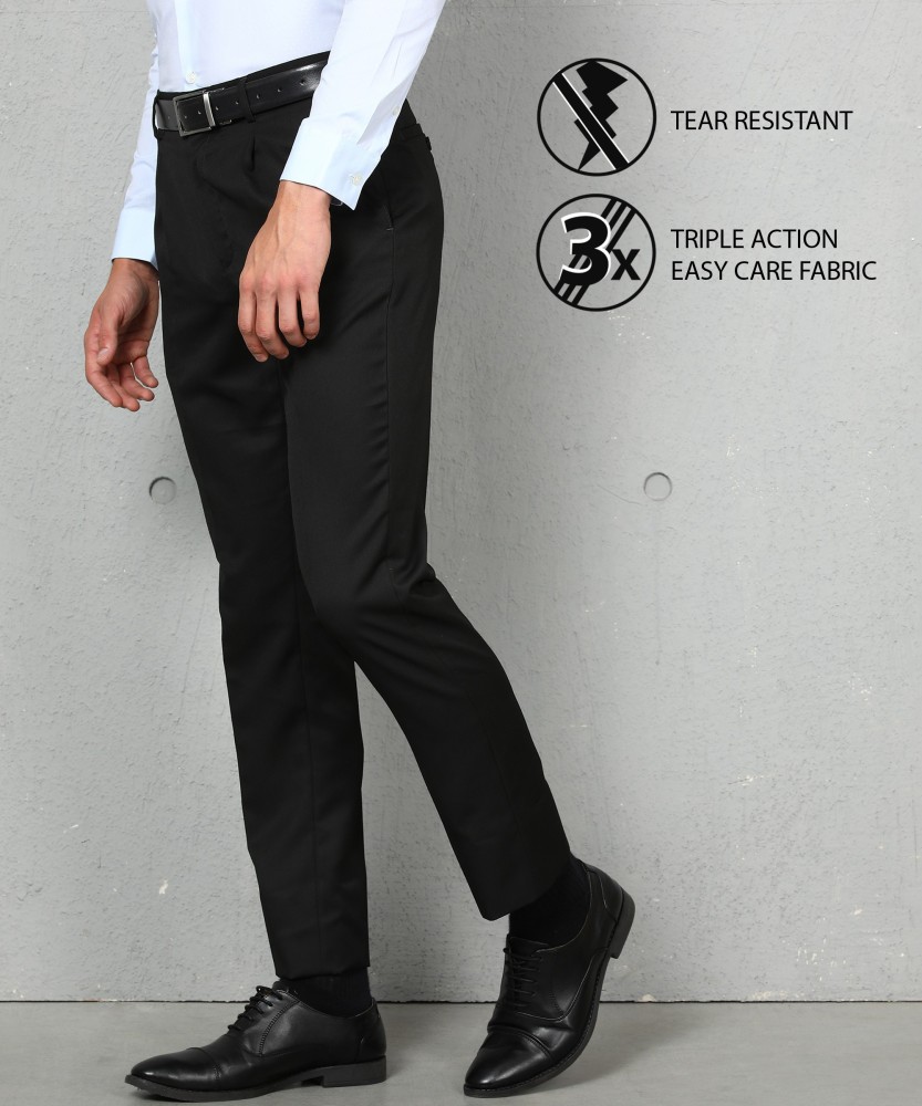 Buy STOP Black Solid Terry Rayon Slim Fit Mens Trousers