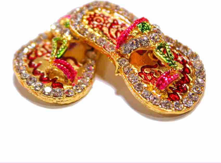 THE HOLY MART Brass Chappal for God Deity Ornament Price in India