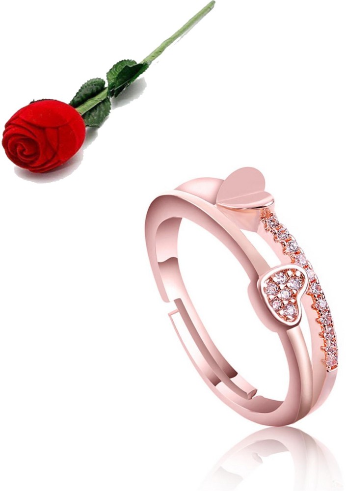 MYKI Gorgeous Swarovski Crystal Heart Shape Rose Gold Adjustable Rings for  Women with Rose box packing Stainless Steel Cubic Zirconia Gold Plated Ring  Price in India - Buy MYKI Gorgeous Swarovski Crystal