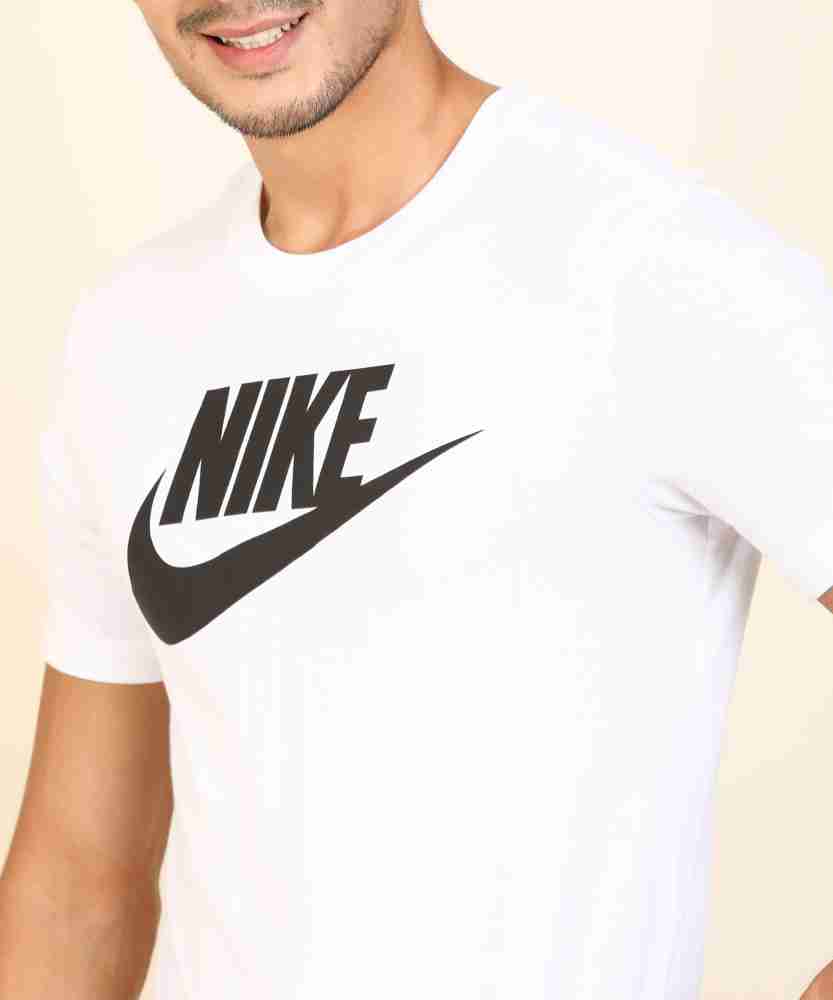 NIKE Printed Men Round Neck White T-Shirt - Buy NIKE Printed Men