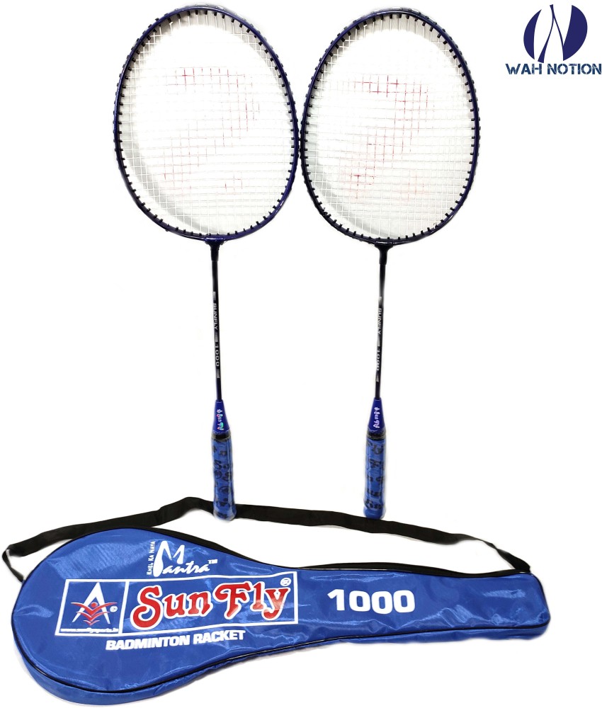 Sunfly Sun Fly 1000 Racket Set of 2 Along With Cover Multicolor Strung Badminton Racquet