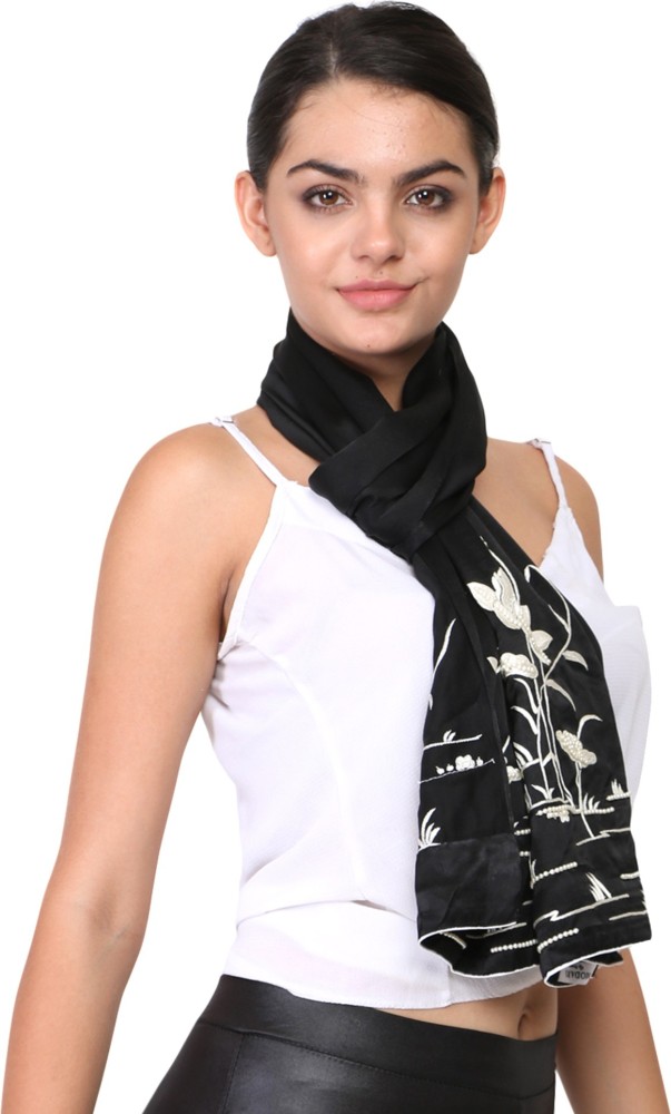 Black Floral Scarf For Women