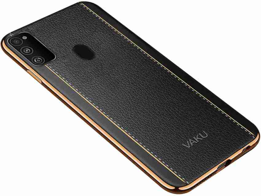 Vaku ® Samsung Galaxy M30s LV Leather Stitched Gold Electroplated Soft TPU  Back Cover - Galaxy M30s - Samsung - Mobile / Tablet - Screen Guards India