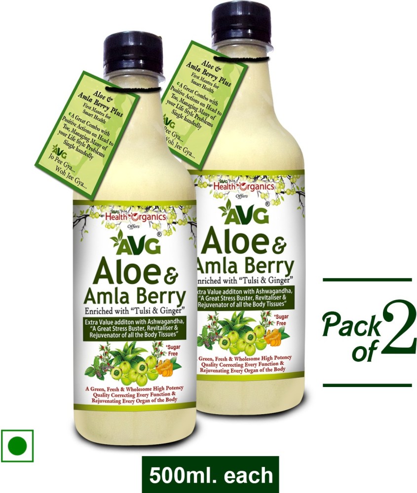 AVG Health Organics Aloevera Amla Juice mix with Ashwagandha Pack of 2 Price in India Buy AVG Health Organics Aloevera Amla Juice mix with Ashwagandha Pack of 2 online at Flipkart