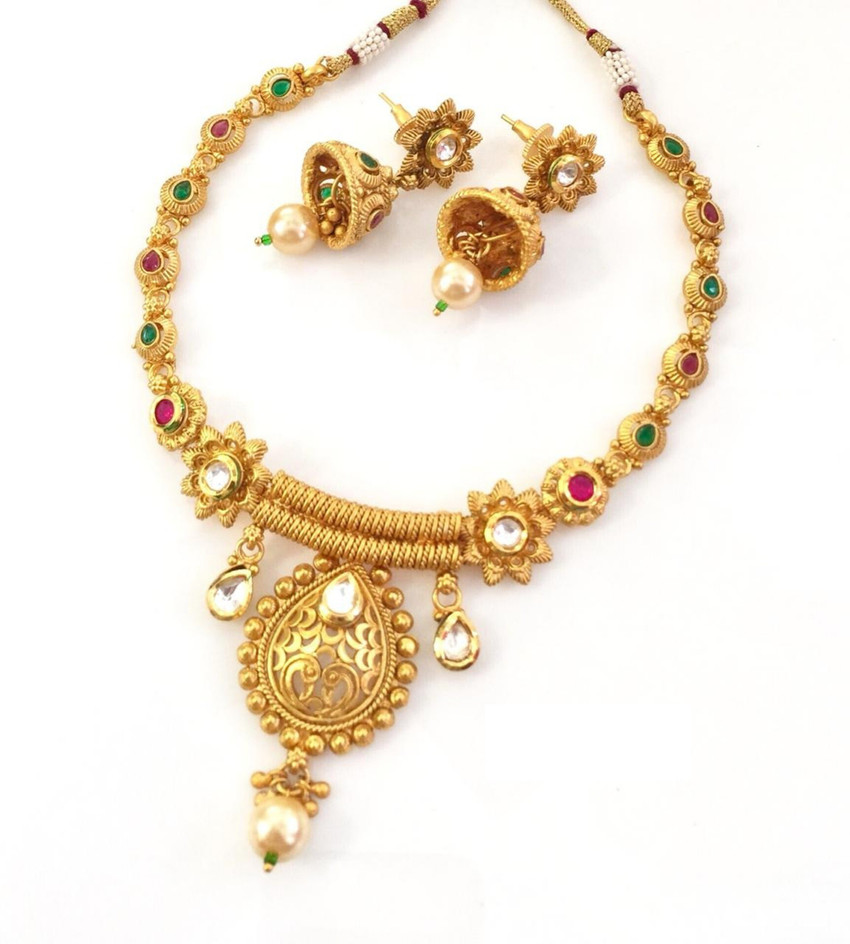 AABHUSHAN JEWEL Brass Gold plated Multicolor Jewellery Set Price in India Buy AABHUSHAN JEWEL Brass Gold plated Multicolor Jewellery Set Online at Best Prices in India Flipkart