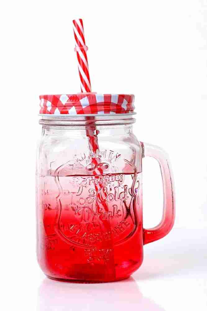 Buy Saaikee Set of 4 Mason Jar with Lid and Straw, Juice Jar With