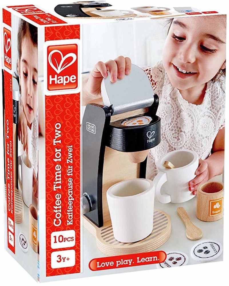 Hape Kid's Coffee Maker Wooden Play Kitchen Set with Accessories