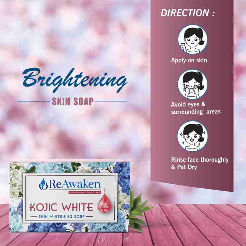 ReAwaken Kojic White Skin Whitening Soap with Vitamin C E 100g