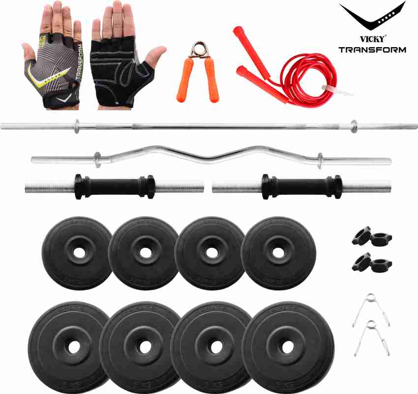 Vicky transform 24 kg pvc 24 kg 2025 curl and straight rod combo home gym combo