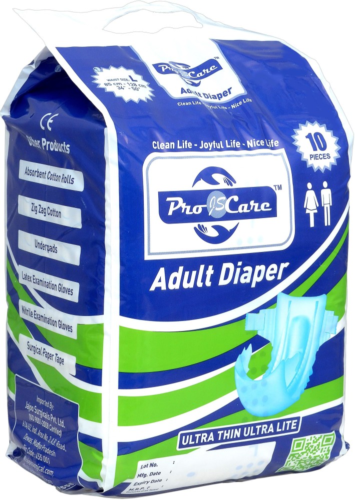 PROCARE Adult Diapers Large 10N Disposable Set of 10 each Box Adult Diapers  - L - Buy 2 PROCARE Cotton Adult Diapers