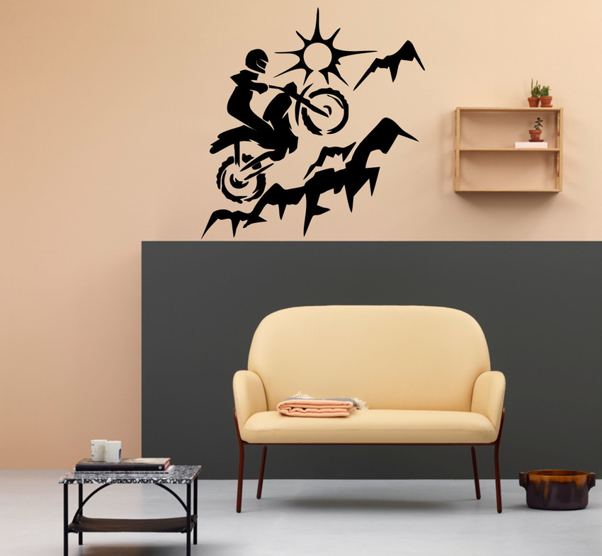 wildartcreation 45 cm Bike Rider Wall Stickers Size 56Cm X 54Cm