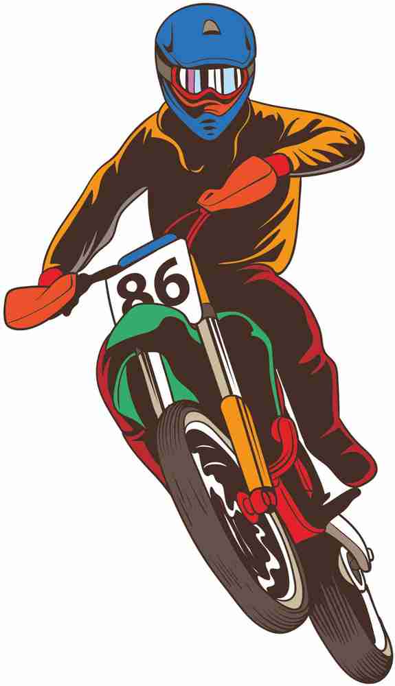 Sticker Hub 67 cm Bike Rider Wall Sticker Wall Sticker for Living Room Self Adhesive Sticker