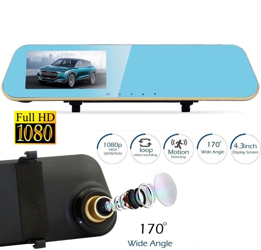 4.3 1080P HD Dual Lens Car DVR Dash Cam Front Rear Mirror G