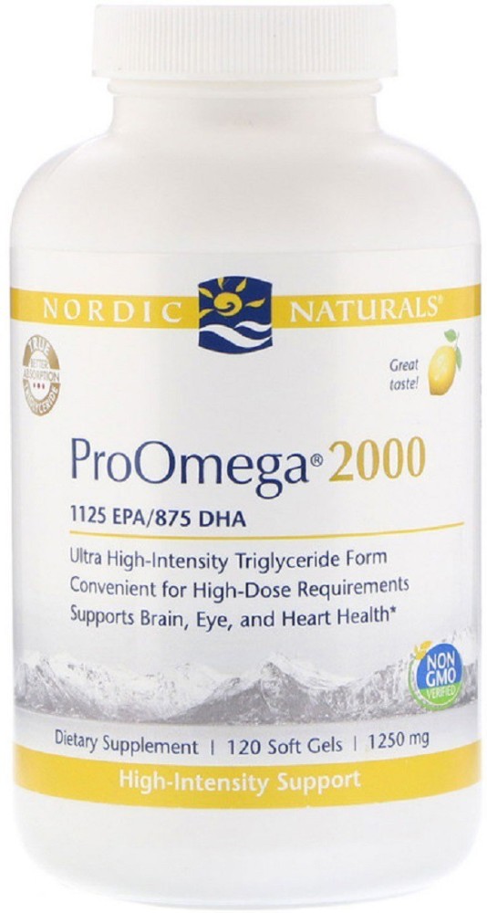 Nordic Naturals ProOmega 2000, Lemon, 1250 mg, Softgels - 120 count