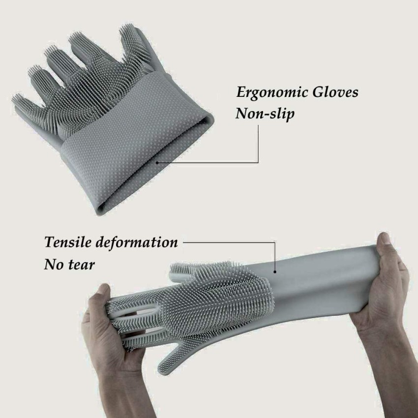 Click2buy Silicone Dish Washing Gloves, Silicon Cleaning Gloves, Silicon  Hand Gloves for Kitchen Dishwashing and Pet Grooming, Great for Washing  Dish, Kitchen, Car, Bathroom Wet and Dry Disposable Glove Price in India 