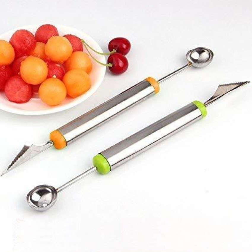 Kitchen Stainless Steal Double Ended Melon Ball Scoop Fruit Ice Cream Scoope.PN