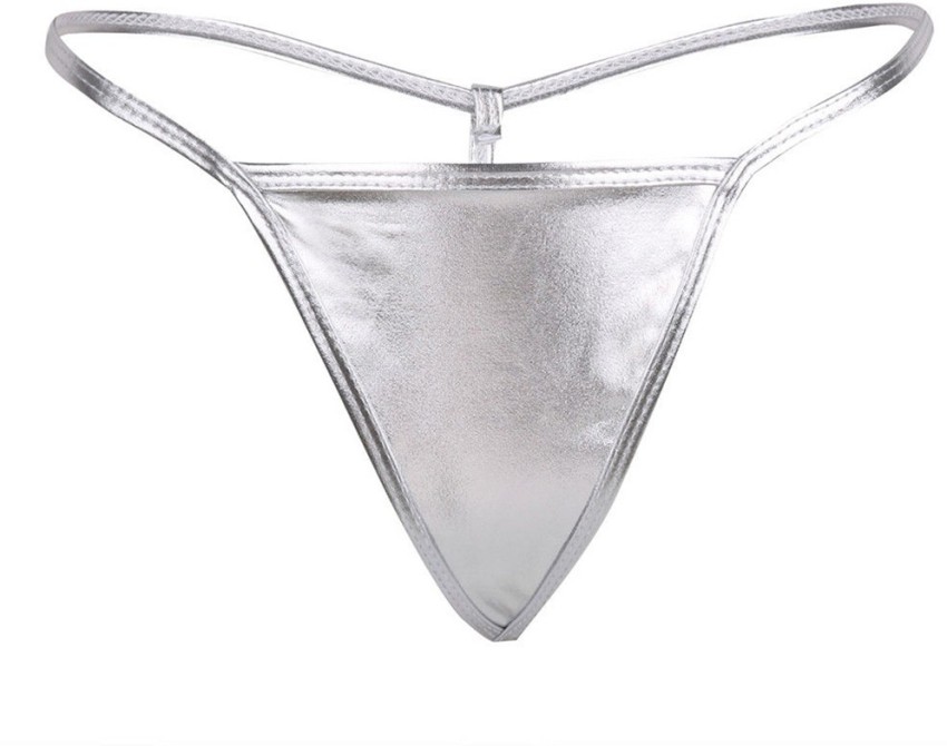 Cheap Women's V Low Waist Glitter Thongs Sexy Stars Silver Silk