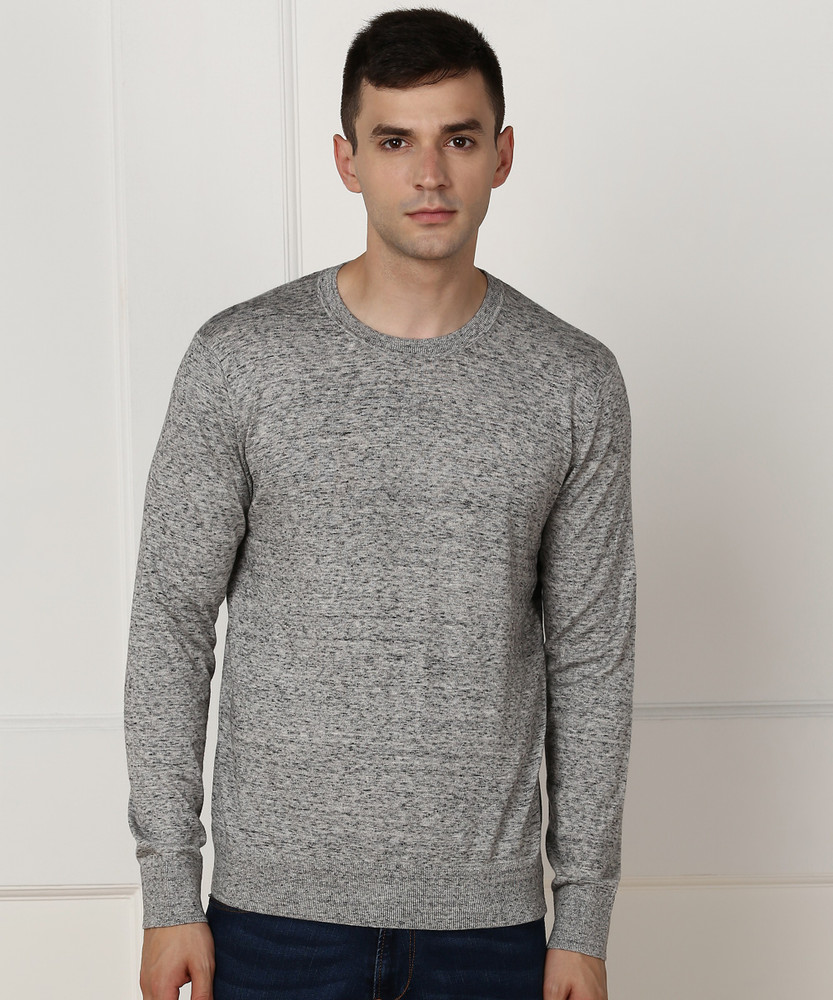 GAP Self Design Crew Neck Casual Men Grey Sweater