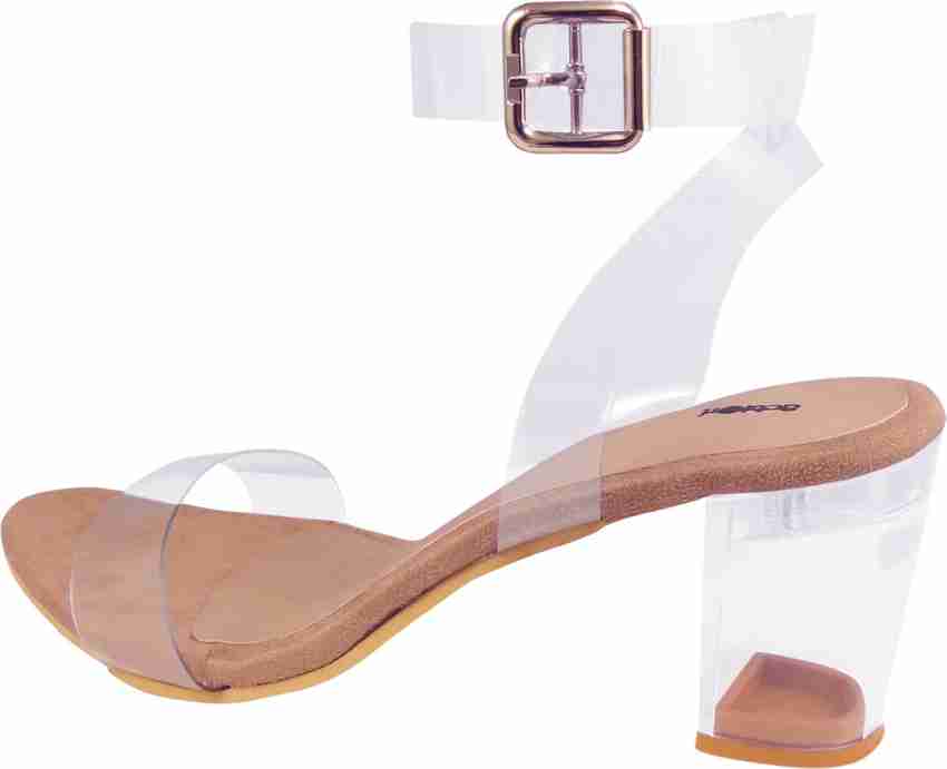 Clear chunky heel hot sale sandals