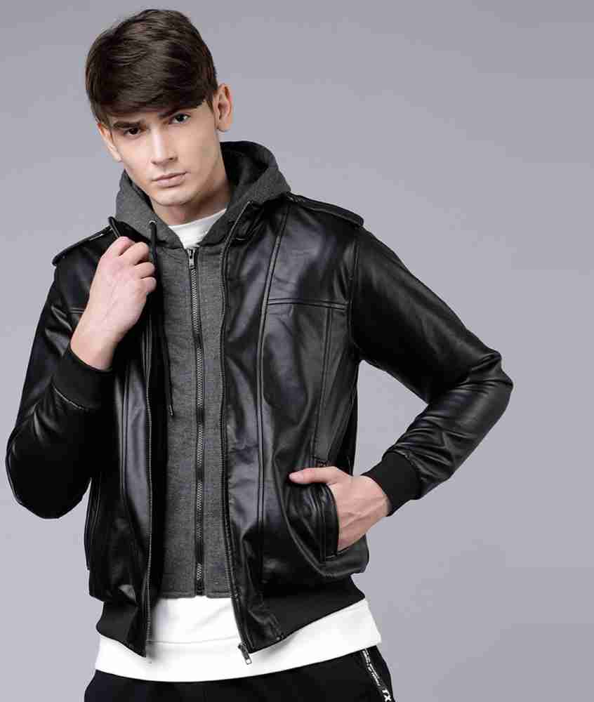 Buy HIGHLANDER Men Black Solid Leather Jacket - Jackets for Men