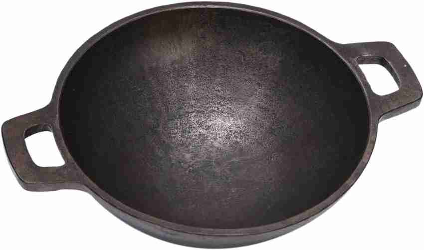 Vinod Legacy Pre-Seasoned Cast Iron Kadai, 22 cm, Induction Friendly,Black,  1 Piece