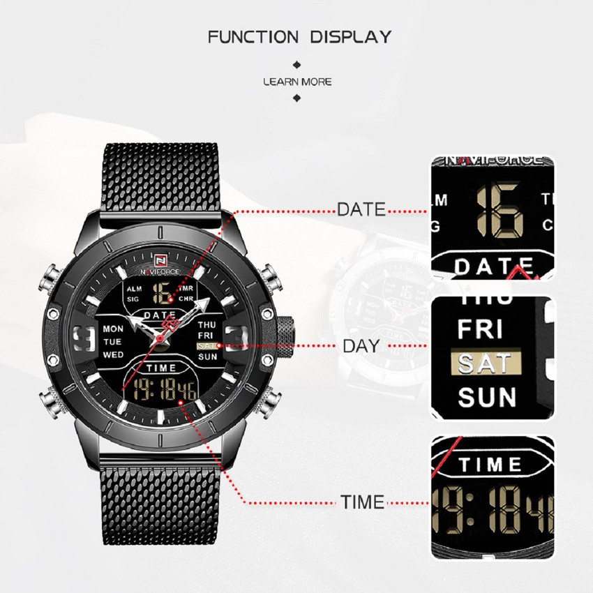 NAVIFORCE Original Stainless Steel Luxury Chronograph Date