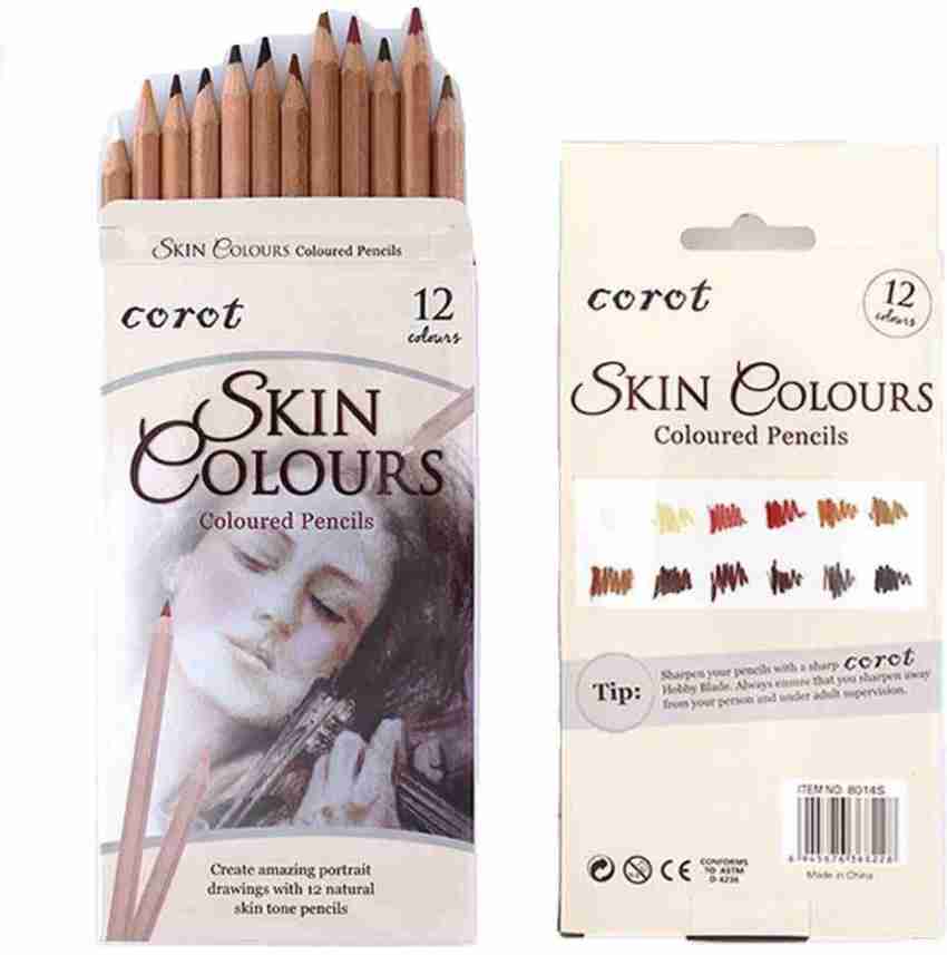 12 Skin Tones Colored Pencils Oil Based Pre-Sharpened Drawing Pencils - 12  skin pencils