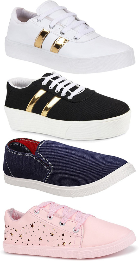 Earton Combo pack of 4 casual sneaker loafer shoe for women