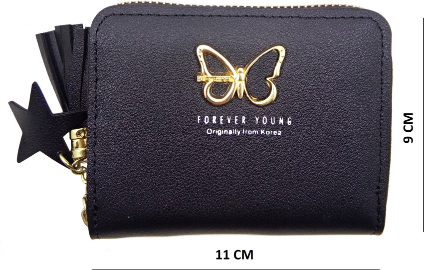 FOREVER YOUNG Women Black Artificial Leather Wallet BLACK PINK