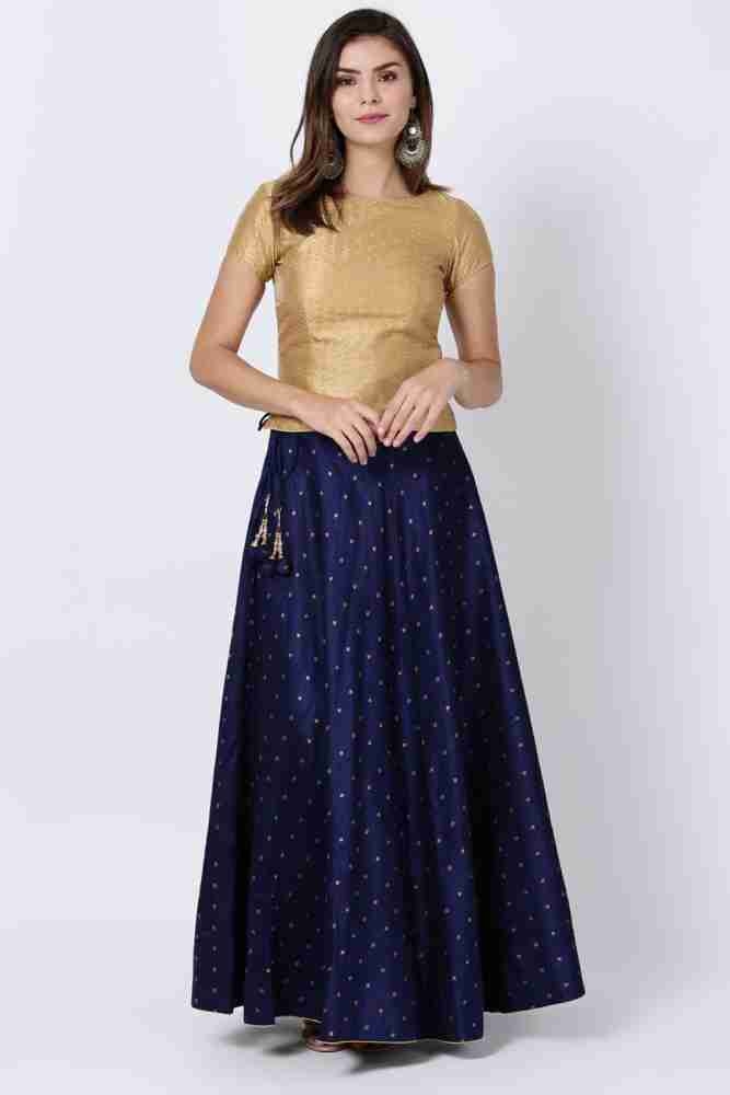 Blue skirt gold top sale