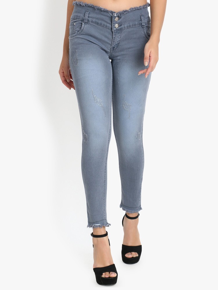 German Club Skinny Women Grey Jeans