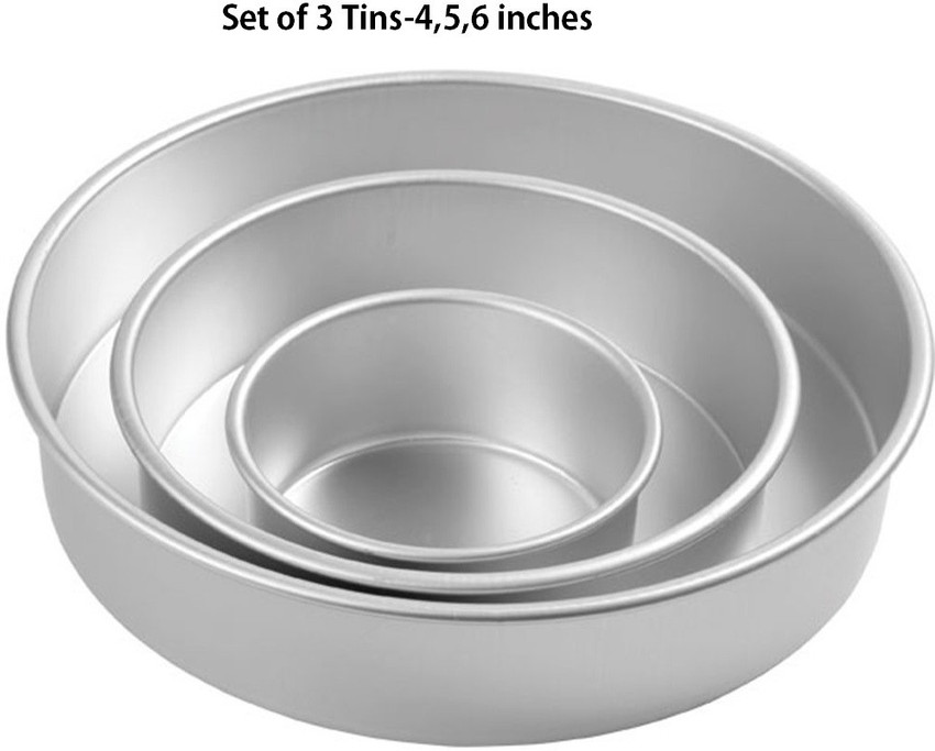 ZenShop Aluminium Cake Mould 3 Pcs Aluminium 4 5 6 Inch Cake Mould
