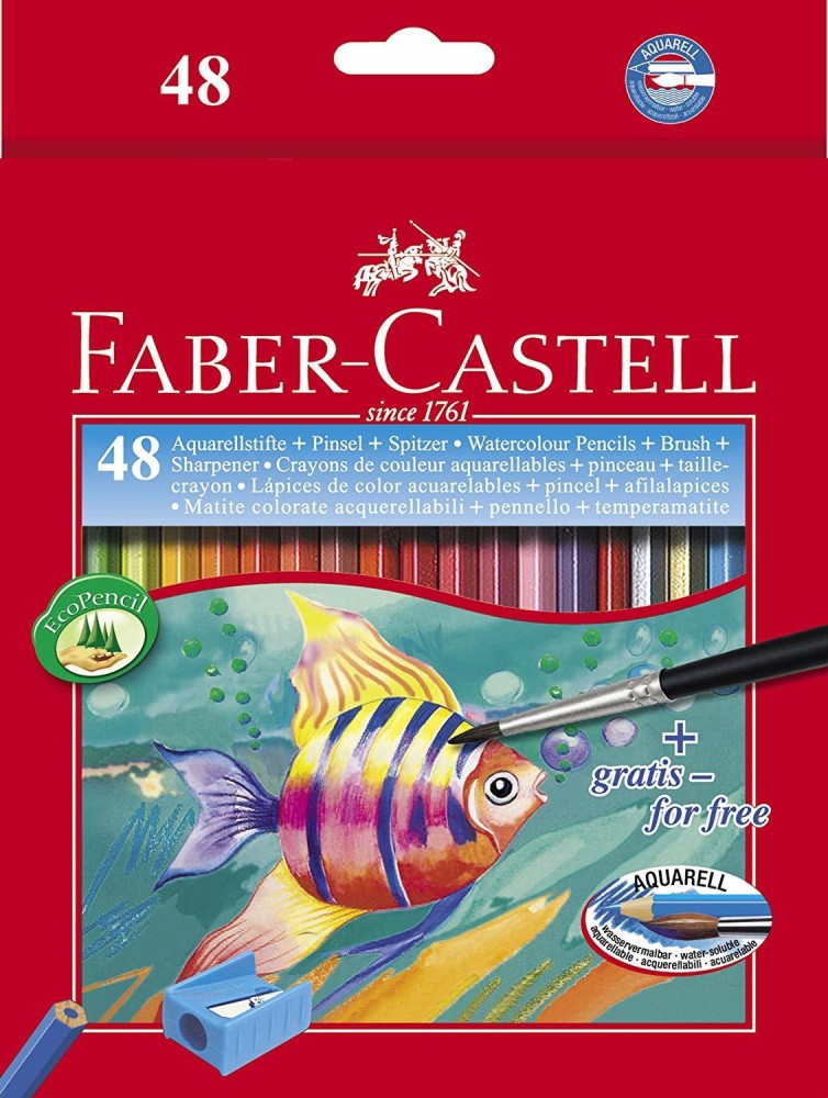 Faber-Castell 48 Triangular Colour Pencils & Watercolor Pencils, 24 Shades