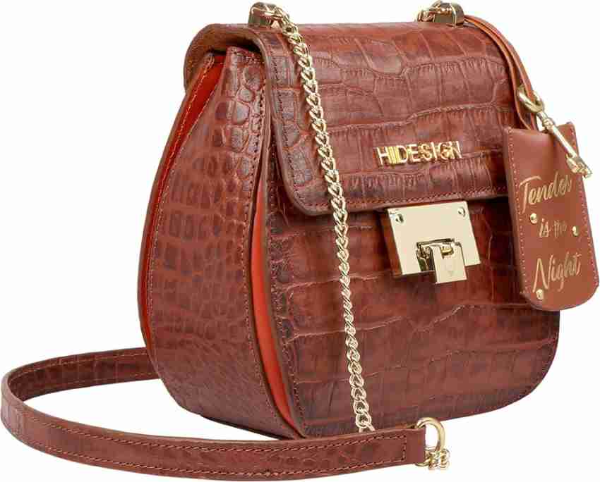 HIDESIGN Tan Sling Bag FLING 02-CROCO/MEL RANCH/SPLIT-TAN/LOBS/TAN Tan -  Price in India