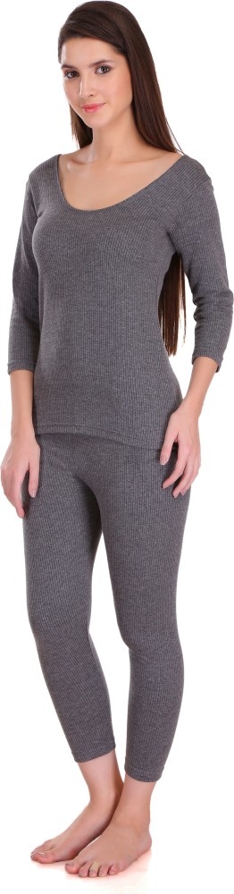 Buy Selfcare Dark Grey Thermal Set For Women (Size-S) Online at