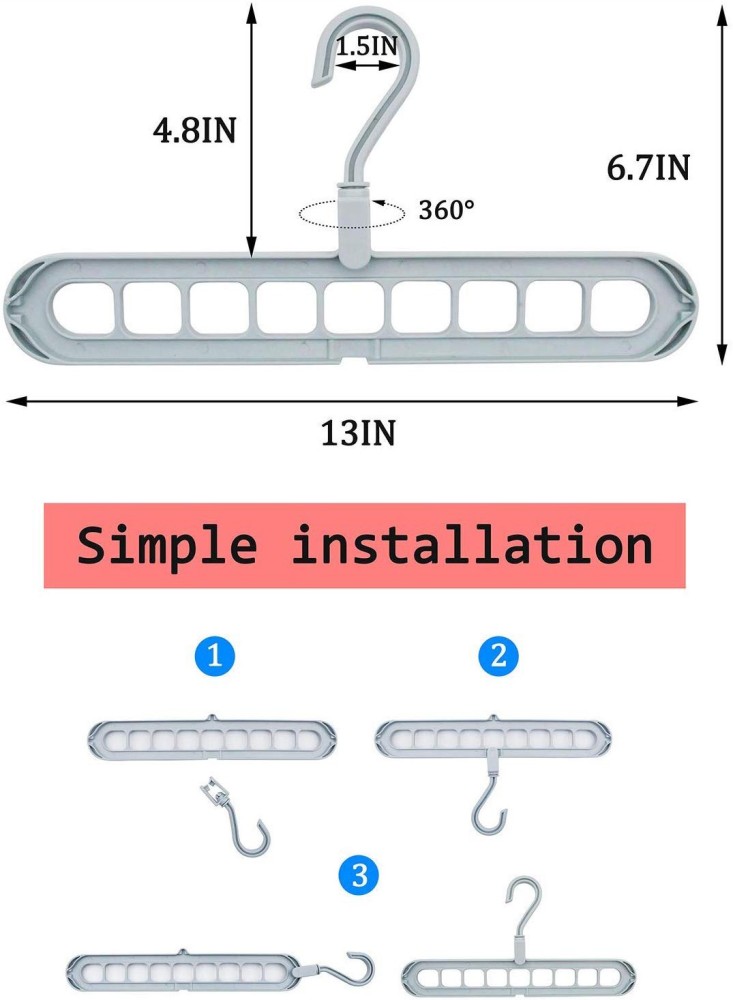Magic 360 Degree Rotate Hangers Space Saving Clothes Hangers Organizer  Smart Closet Space Saver Pack of