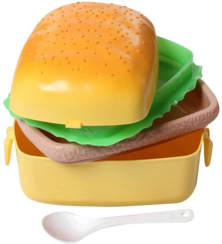 1pc Hamburger Shaped Lunch Box & 1pc Spoon