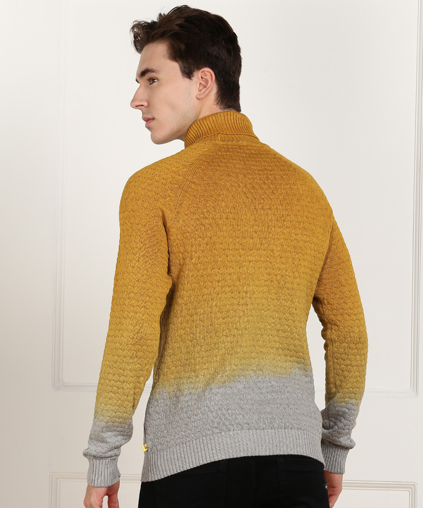 United Colors of Benetton Self Design High Neck Casual Men Yellow Sweater Buy 902 United Colors of Benetton Self Design High Neck Casual Men Yellow Sweater Online at Best Prices in