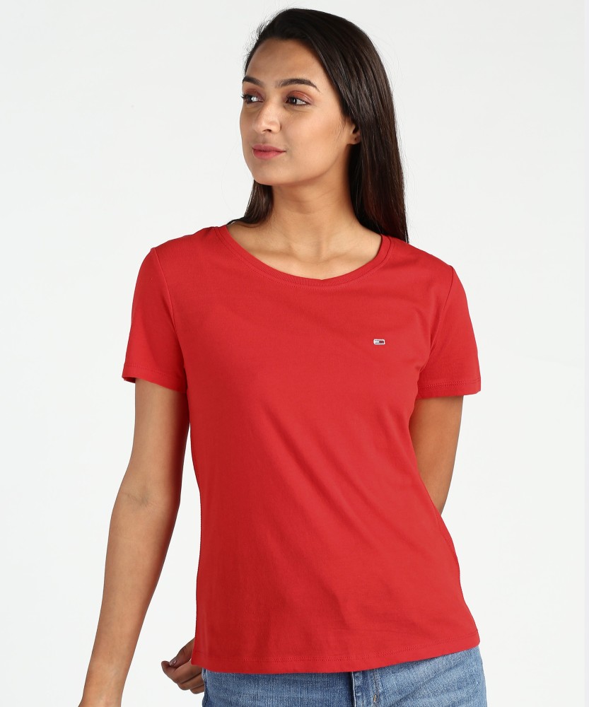 Tommy hilfiger red on sale t shirt womens