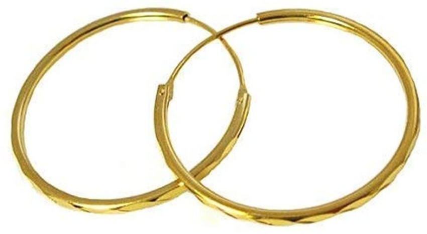 Thick 1Inch Italian Hoop Earrings 14K Gold