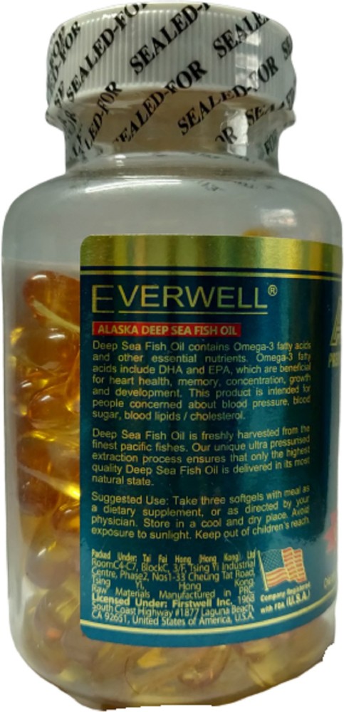 Everwell Alaska Deep Sea Salmon Fish Oil Genuine 100 Softgels