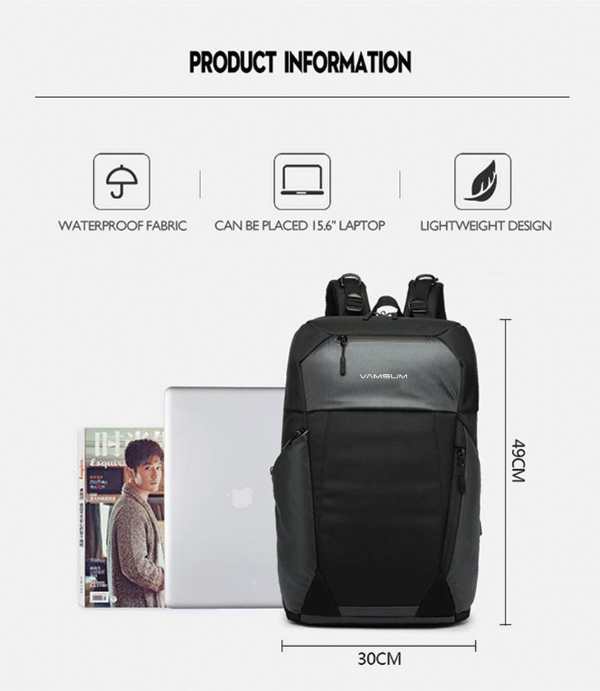 VAMSUM Prime Techpack 30 Liter Anti Theft Password Lock USB