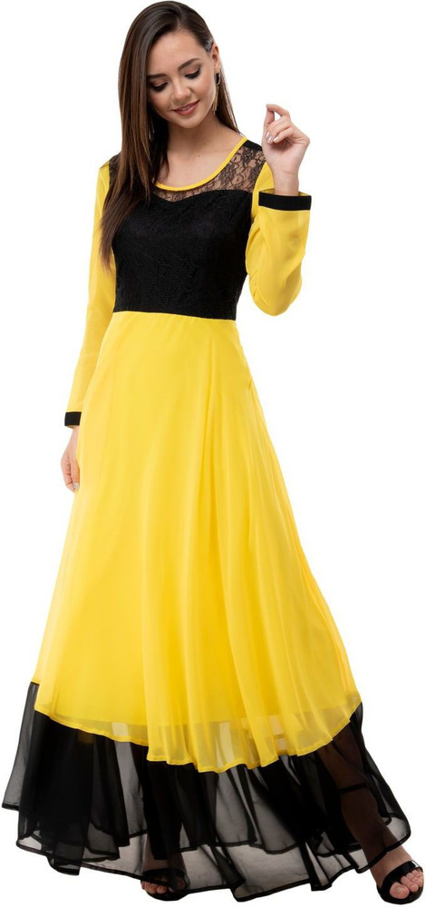 Yellow black dress outlet