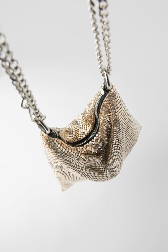 ZARA METALLIC MESH 2024 SHOULDER BAG