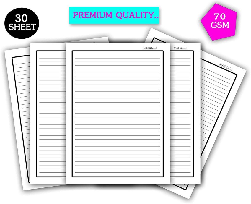 WAYTOBUY A4 60 Assignment Or Project 2 Line Black Border 70  GSM One Side Ruled Normal Size (A4) 70 gsm Bond Paper - Bond Paper