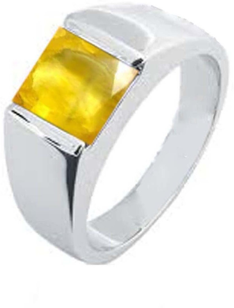 Yellow sapphire sale silver ring price