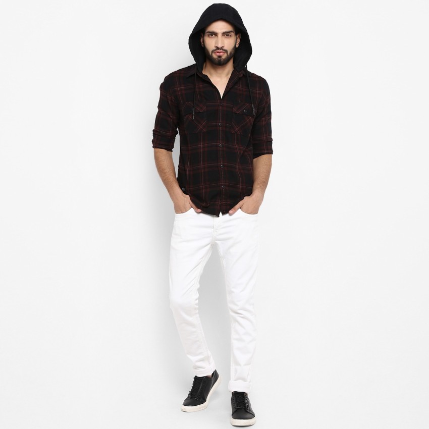 Buy White & Black Large Check Slim Fit Casual Shirt Online at Muftijeans
